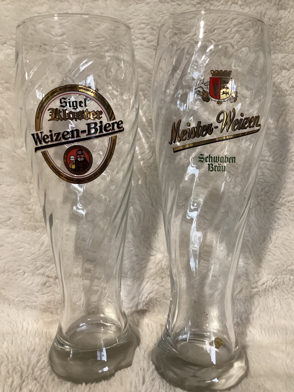 Vintage German Beer Glasses Meister-Weizen Schwaben Brau Sigel Kloster Weizen .5